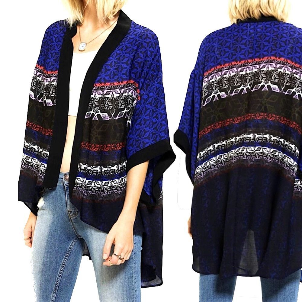 Urban Outfitters Silence + Noise Kimono Cardigan Size M Sheer Geometric Pattern